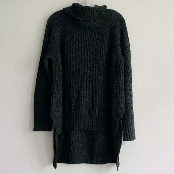 Express Sweaters - Express Womens Wool Blend Cowl Neck Hi Lo Split Hem Sweater Size S Dark Green